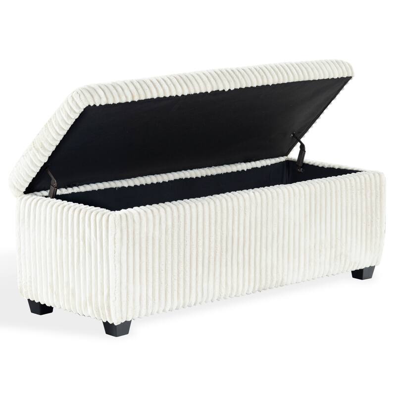 SAFAVIEH Couture Lynzie Plush Corduroy Storage Bench - 55"W x 21"D x 19"H