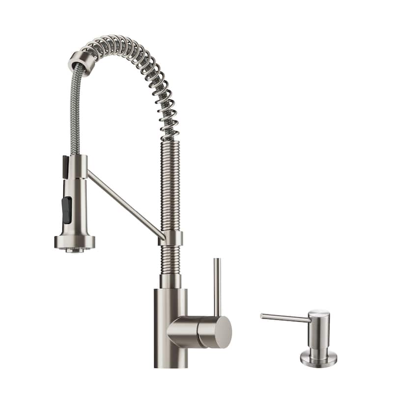Kraus Bolden 1.8 GPM Single Hole Pre-Rinse Pull Out Kitchen Faucet - - Spot Free Stainless Steel