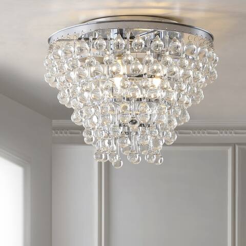 Marc 16" Metal/Crystal LED Flush Mount, Chrome by JONATHAN Y