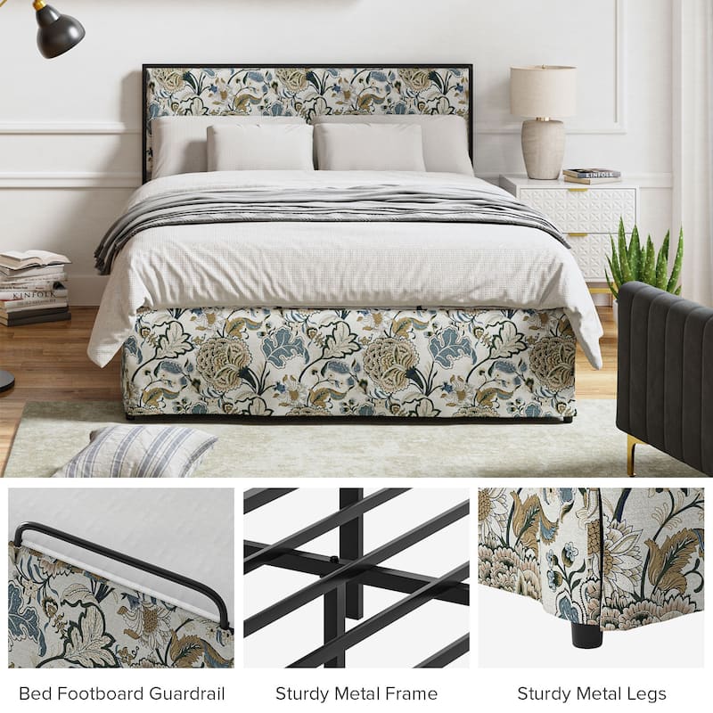 Oliver Modern Washable Slipcover Bed Upholstered Metal by HULALA HOME
