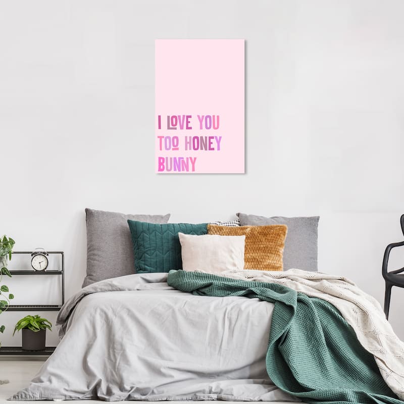 Wynwood Studio Canvas Typography and Quotes I Love You Too Honey Pink and Wall Art Canvas Print - 36 x 24