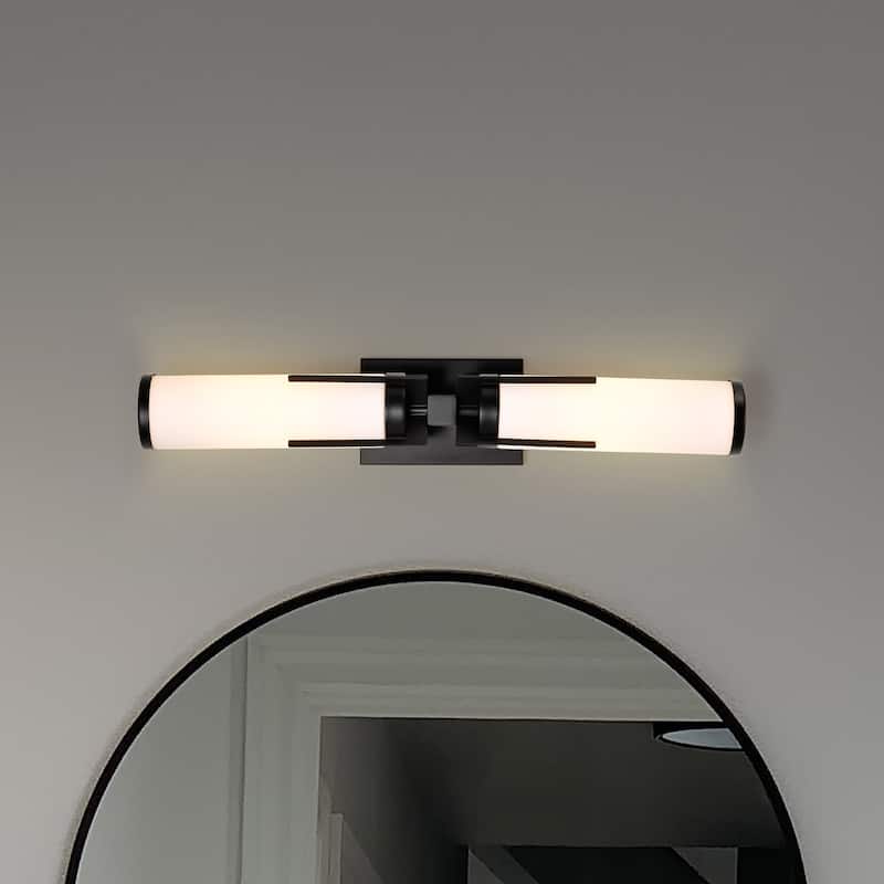 Roselle 2 Light Vanity Matte Black with White Glass