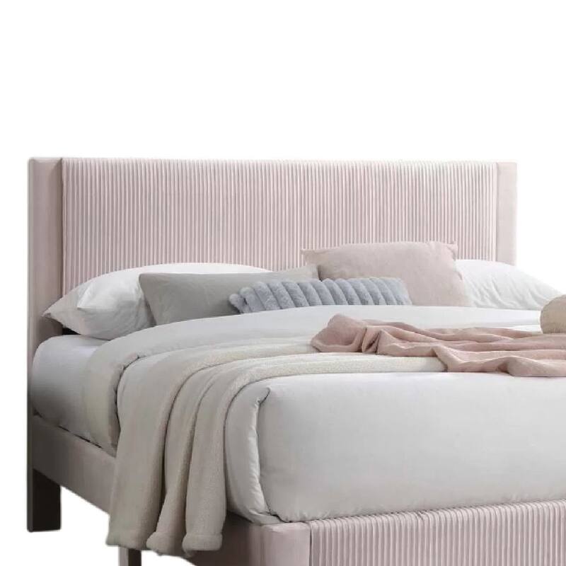 Daisy Full Bed w Drawer, Light Pink Corduroy Upholstery, Foam Headboard