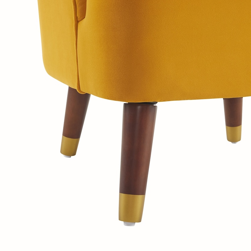 Velvet Barrel Chair With Wooden Legs