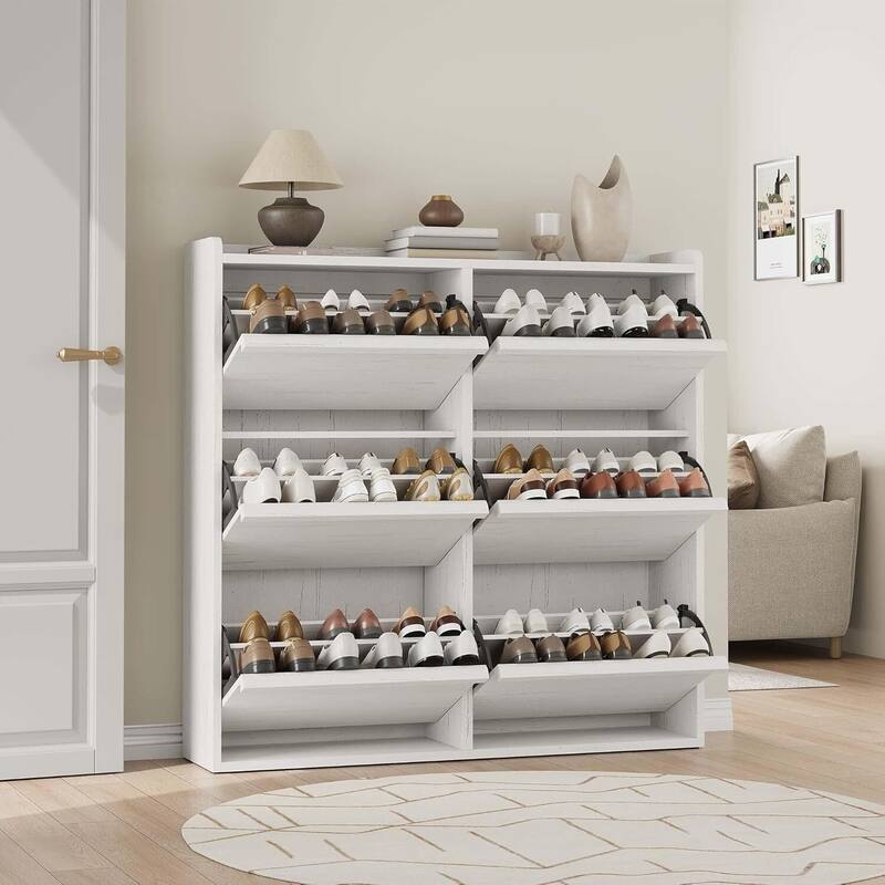 Narrow Shoe Cabinet Organizer with 6 Flip Drawers for Entryway, Hallway, Living Room