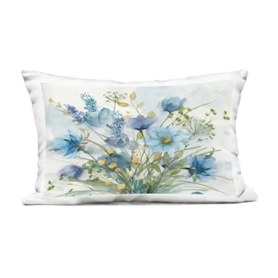 Stupell Blue Toned Wild Flowers Printed Outdoor Throw Pillow Design by Nan