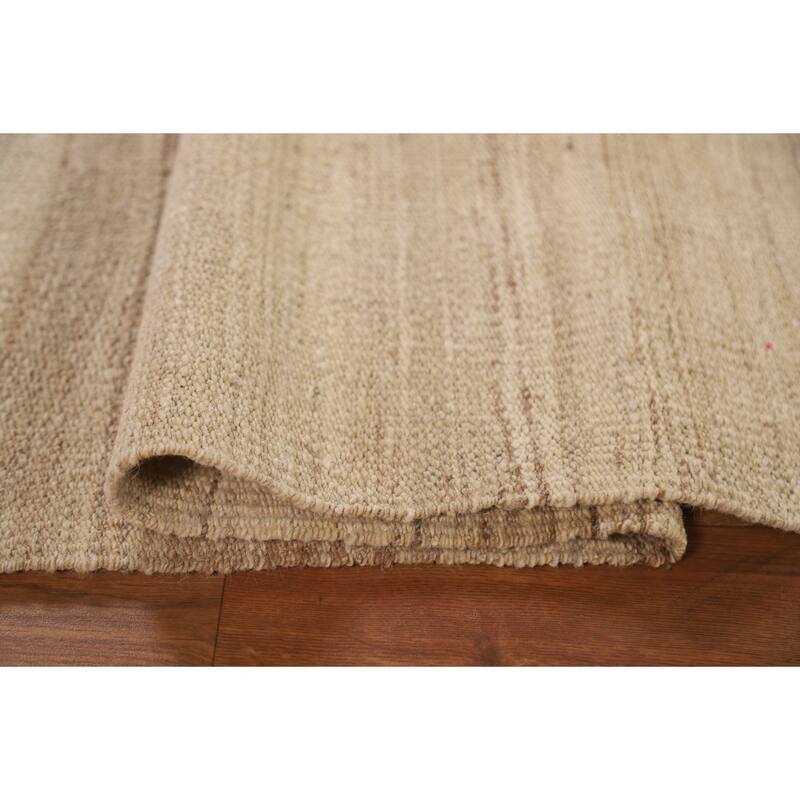 Earth Tone Kilim Modern Rug Flat-weave Reversible Wool Carpet - 4'3"x 5'10"