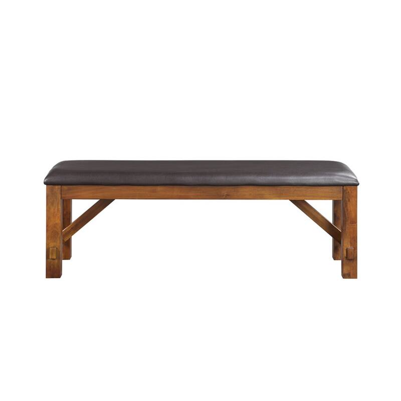 Espresso PU Dining Bench in Walnut Finish - Short - 16-22 in. - Single - Espresso and Walnut