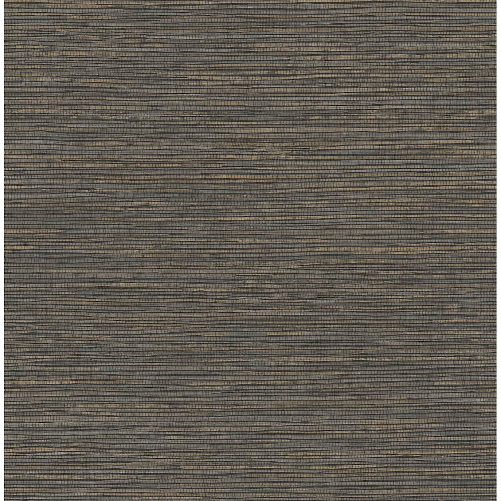 Advantage Alton Black Faux Grasscloth Wallpaper