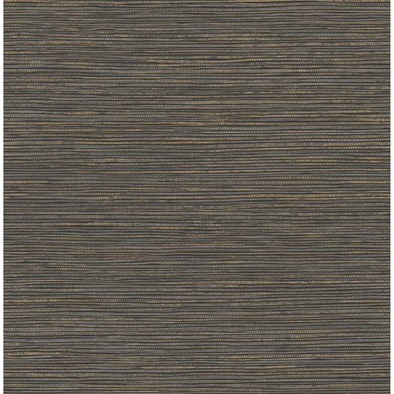 Advantage Alton Black Faux Grasscloth Wallpaper