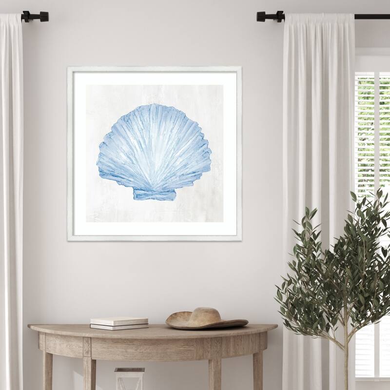 Light Blue Seashell No. 3 by Hannah Dawson Wood Framed Wall Art Print