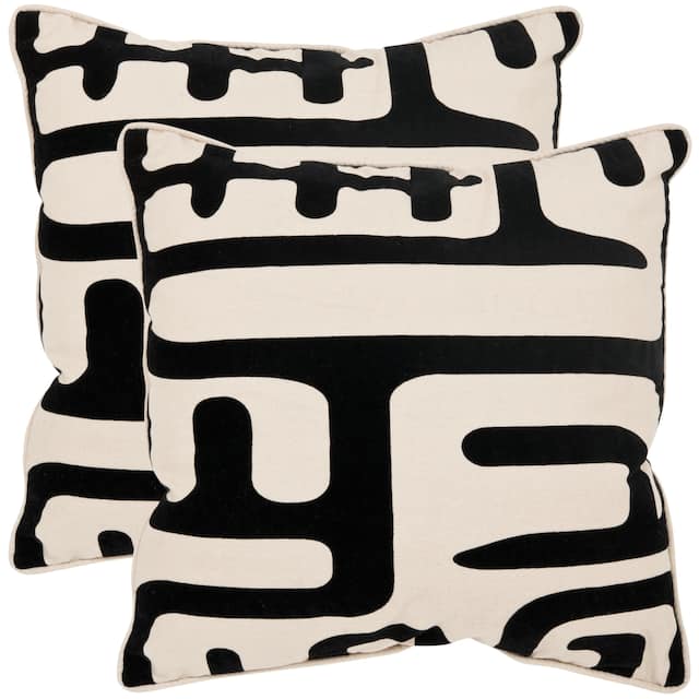 SAFAVIEH Maize Ivory/ Black 20-inch Decorative Pillows (Set of 2)