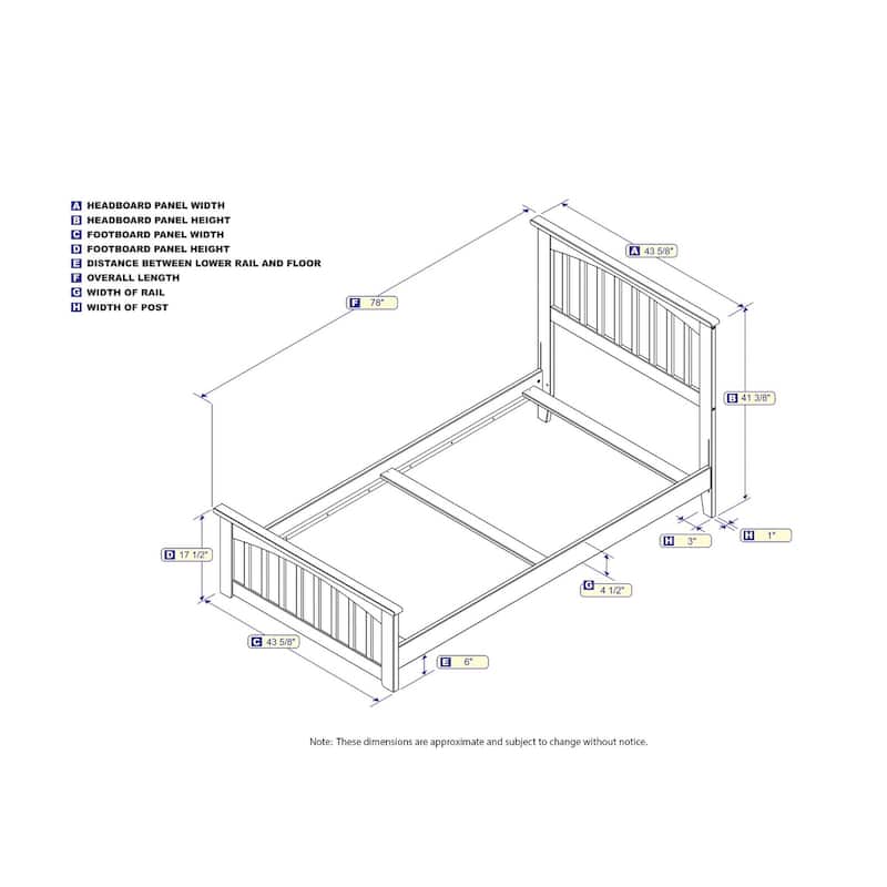 Mission Twin Foundation Bed Frame with Matching Footboard in White