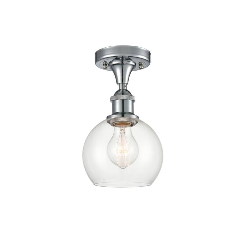 Innovations Lighting 516-1C-10-6 Athens Semi-Flush Athens Deco Swirl - Polished Chrome / Clear