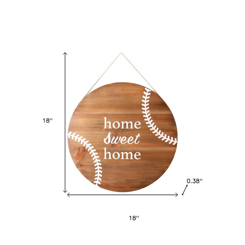 HomeRoots Set of Two 18" X 18" Brown And White Baseball Is Home Wood Wall Decor