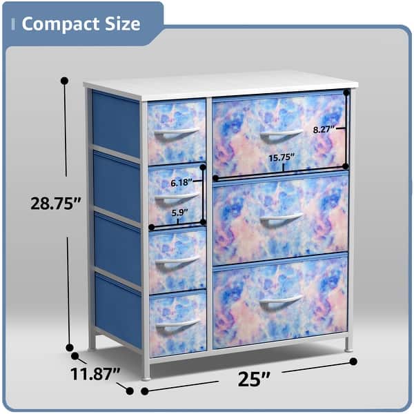 dimension image slide 3 of 11, Dresser w/ 7 Drawers, Furniture Storage & Chest Tower for Bedroom