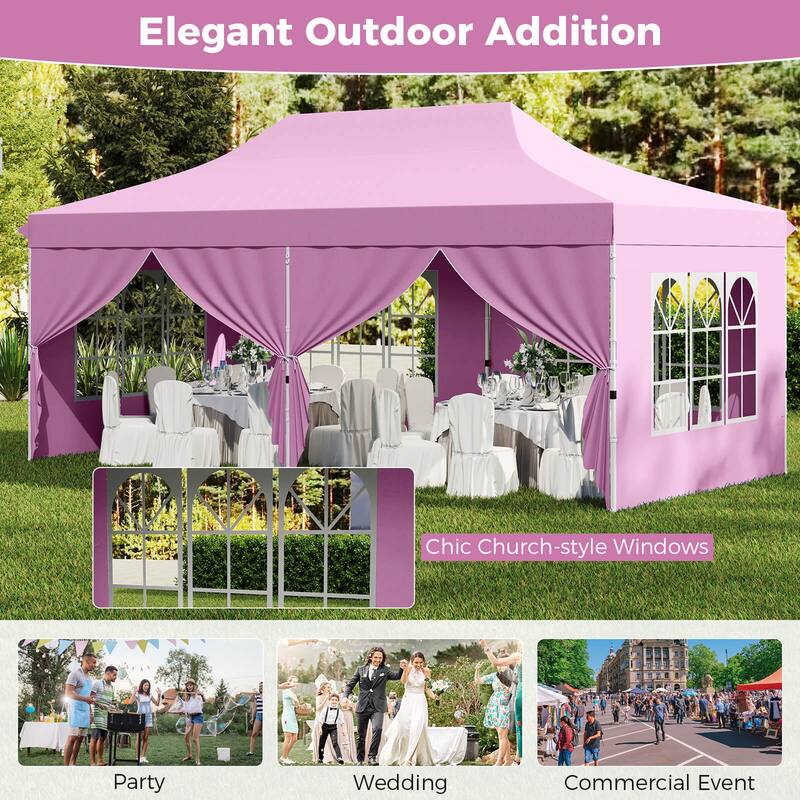 Costway 10 x 20 FT Pop up Canopy Outdoor Canopy Tent with 6 Sidewalls