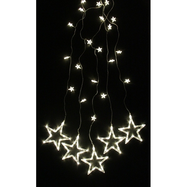 Penn Set of 100 LED Clear Star Silhouette Window Curtain Christmas Lights - Clear Wire