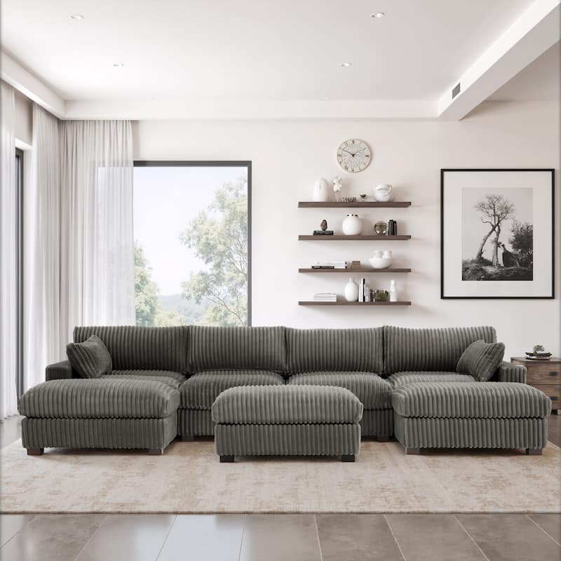 6-Piece 118.4"W Plush Oversized Modular Sectional Sofa Set