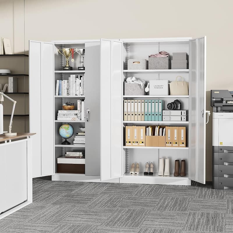 36 inch - 71 inch Tall File Cabinet Metal Storage Cabinet with Lockable Doors and Adjustable Shelves for Office, Home, Pantry
