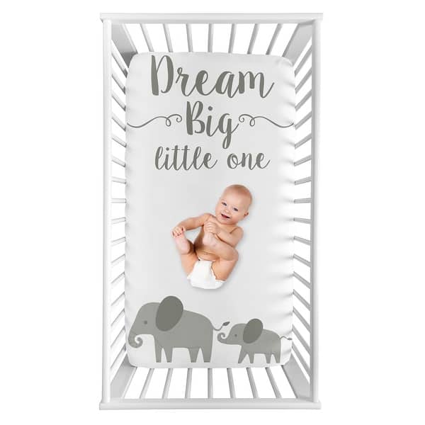 slide 2 of 2, Elephant Collection Boy or Girl Photo Op Fitted Crib Sheet - Grey and White Watercolor Jungle Safari