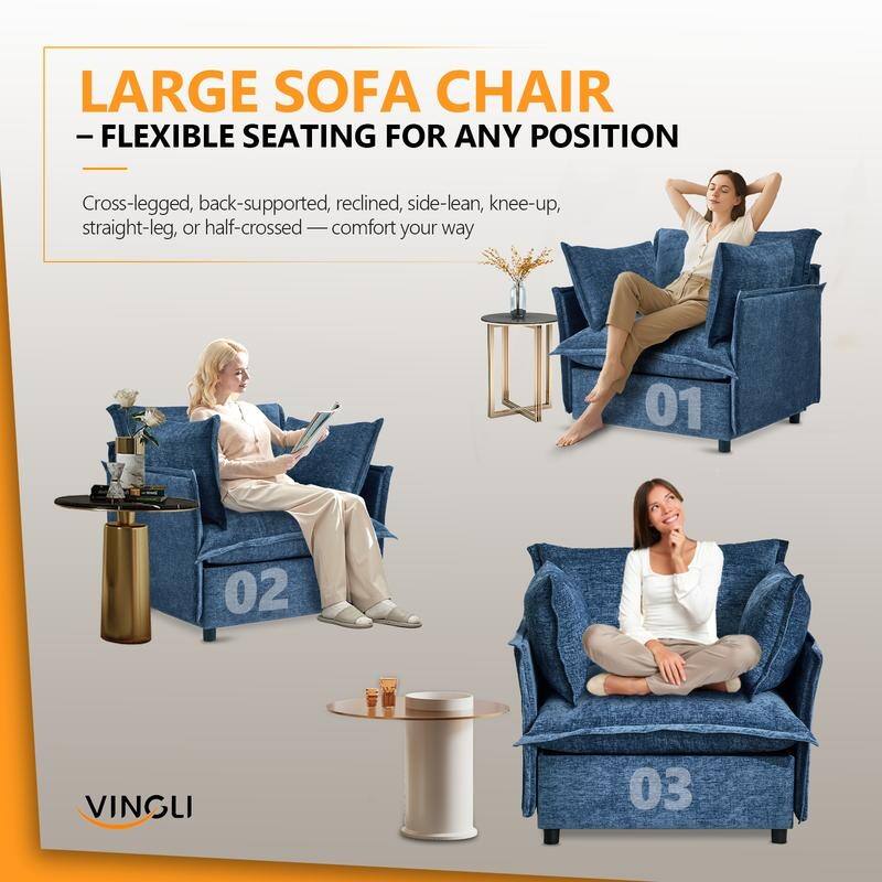 Chenille Upholstered Skirted Arm Chair Accent Chair With Thin Arms For Living Room