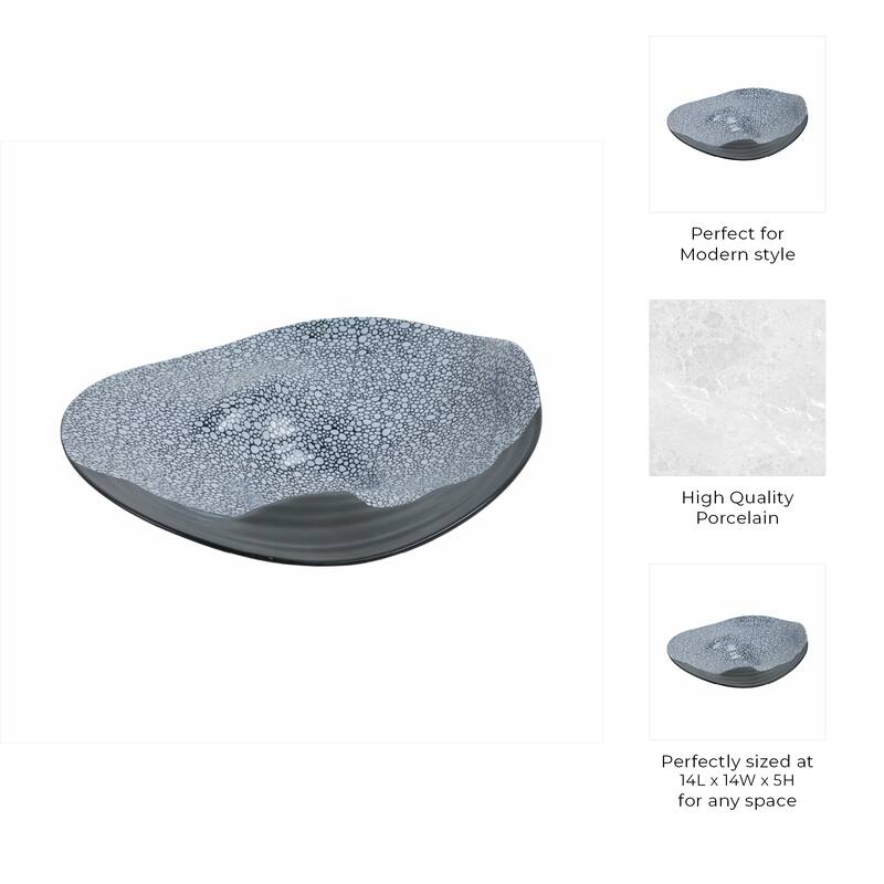 Decorative Ceramic Pebble Inspired Pattern Bowl - Black