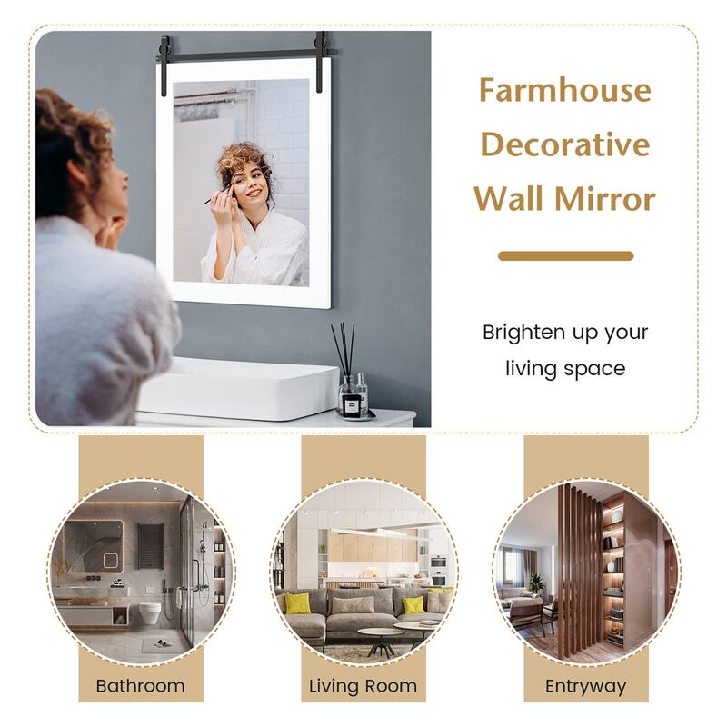 Costway 30''x22'' Wall Mount Mirror Decor Vanity Mirror Wood Frame - See Details