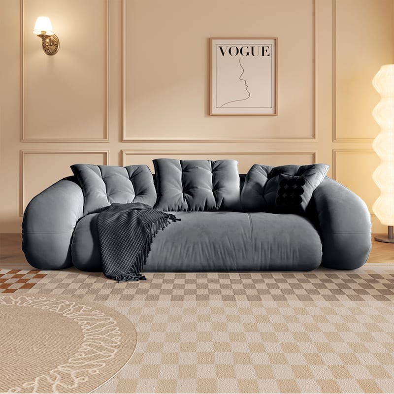 JASIWAY Modern Convertible Sleeper Sofa Chair Bed, White - 86" - Grey