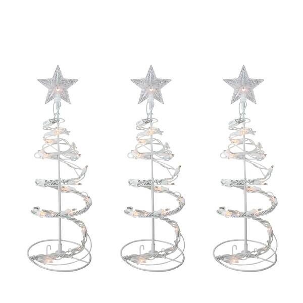 Shop Set Of 3 Clear Lighted Spiral Cone Walkway Christmas Trees