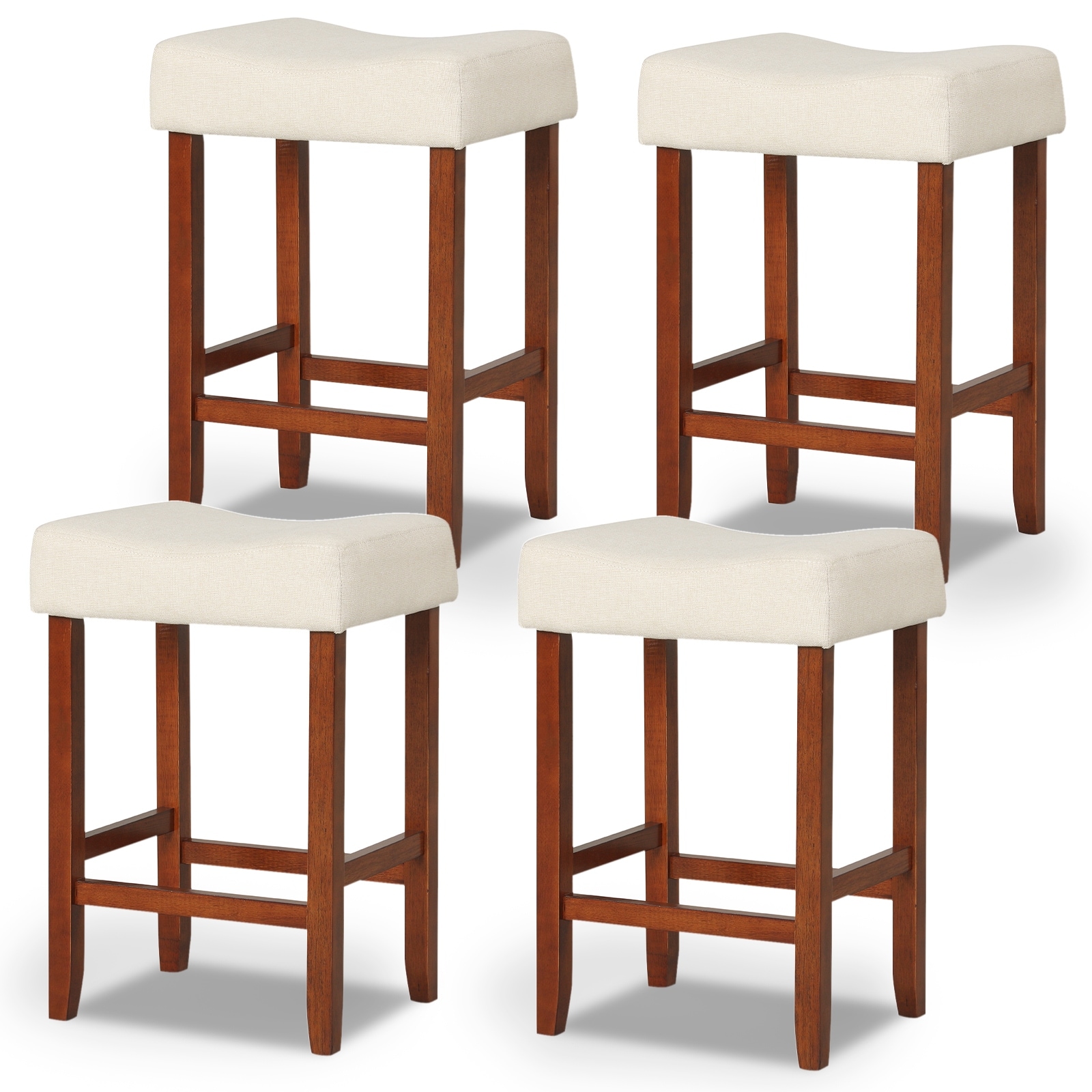 Gymax Set of 4 Bar Stools Counter Height Saddle Kitchen Chairs w/