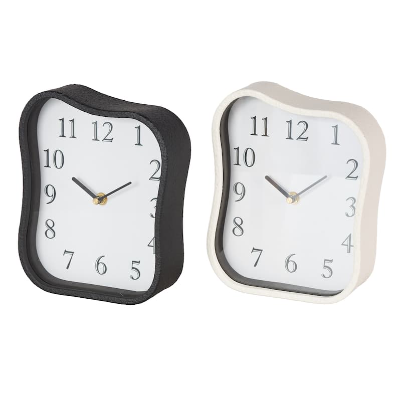 Metal Textured Clock with Gold Accents - Set of 2 Multi Colored - Roche River Decor