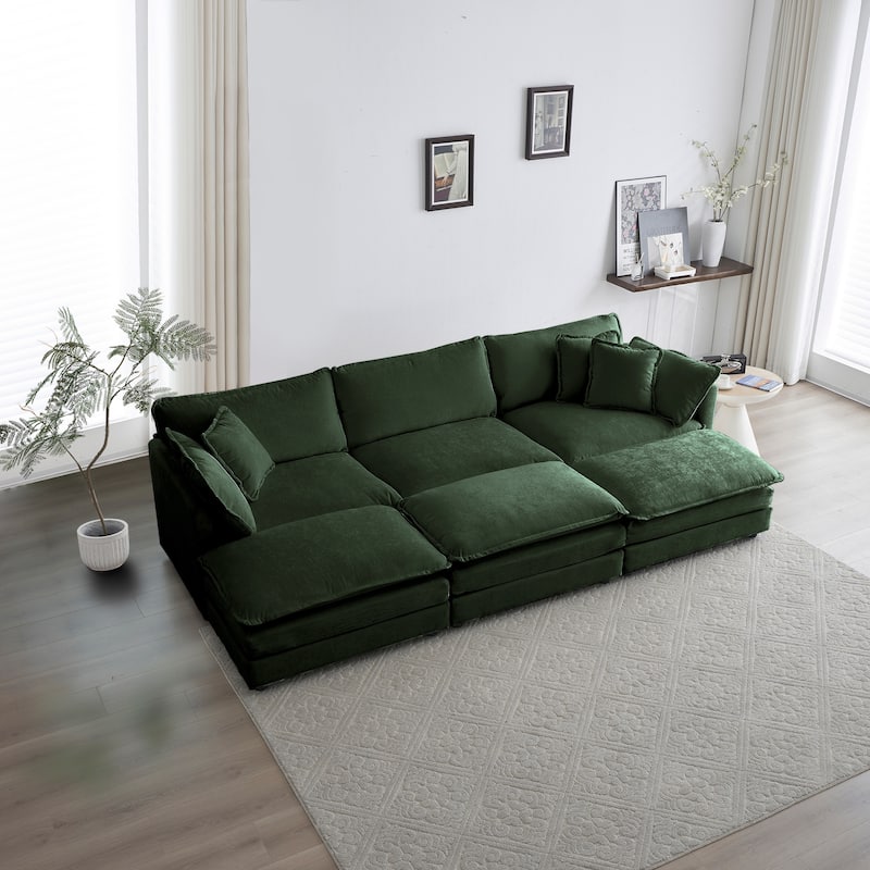 Cloud Chenille Upholstered Modular Sectional Sofa with DIY Combination Design