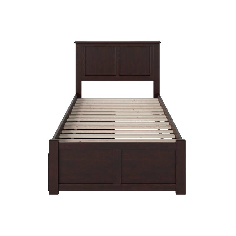 Madison Twin Platform Bed with Footboard and 2 Drawers in Espresso