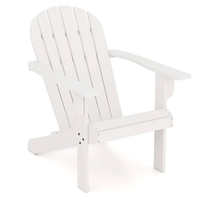 Costway Patio Adirondack Chair with Inclined Seat High Backrest & Wide - See Details - White