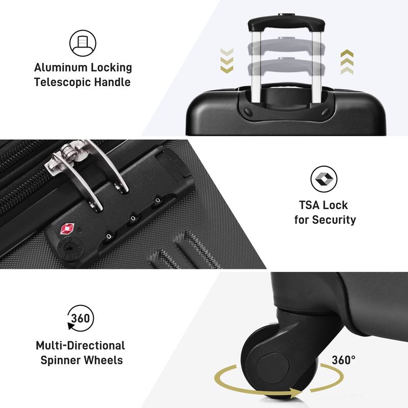 3 Piece Luggage Set Hardside Spinner Suitcase with TSA Lock 20IN 24IN 28IN Available