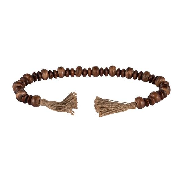 slide 2 of 6, Sagebrook Home Wood, 26" Flat Beads Garland, Natural, Novelty, 1.25"H, Solid Color - 26.0" x 1.25" x 1.25" Brown - 26.0" x 1.25" x 1.25"