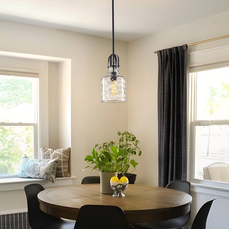 Starsky Modern 1-Light Clear Hammered Glass Pendant