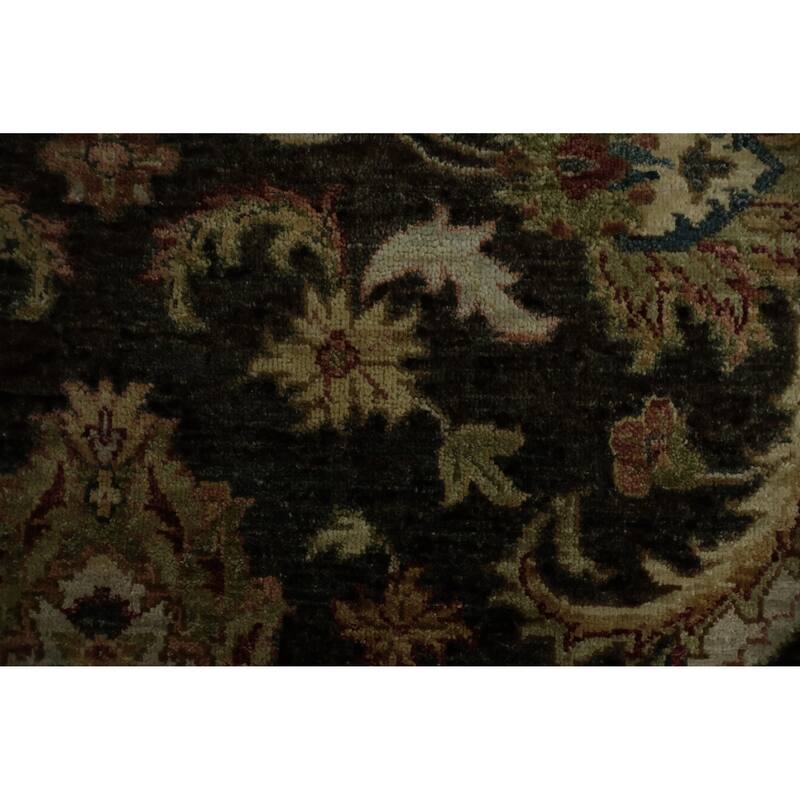 Hand Knotted Oriental 100% Wool Carpet Traditional All-Over Black Peshawar Area Rug - 9' 0'' X 6' 2''