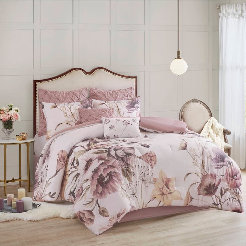 Madison Park Gisele 8 Piece Cotton Comforter Set - Blush - California King