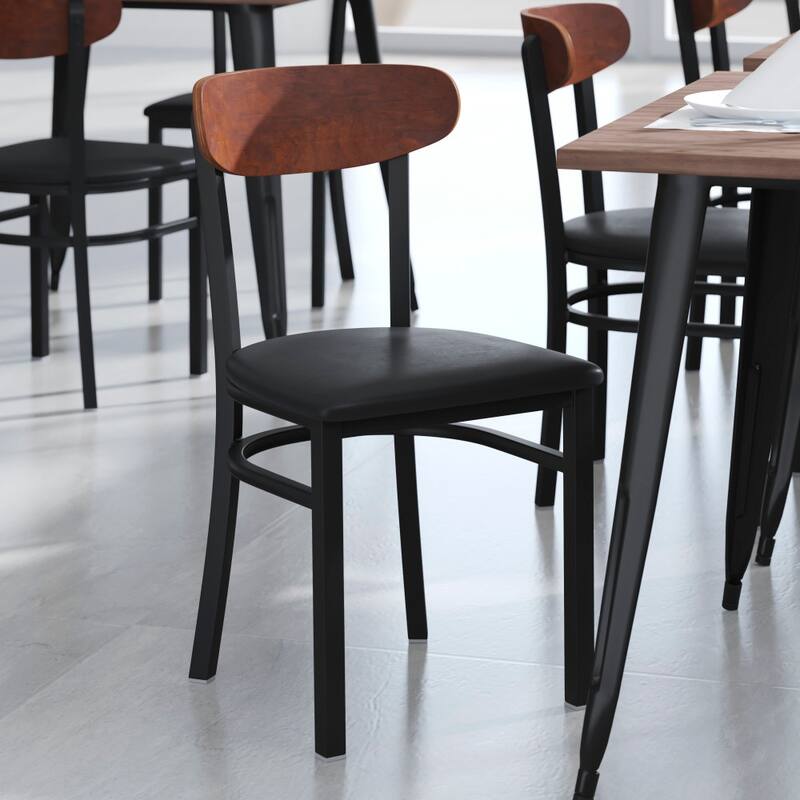 2PK Commercial Metal Dining Chairs with Boomerang Back