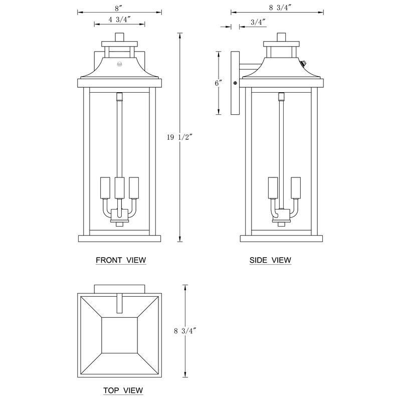 C Cattleya 1 Pack 3-Light Dusk to Dawn Outdoor Wall Light with Clear Glass Shade