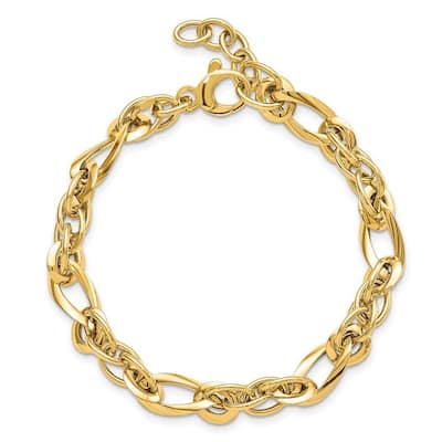 Curata 14k Yellow Gold 7" 6.4mm Italian Polished Fancy Link Bracelet
