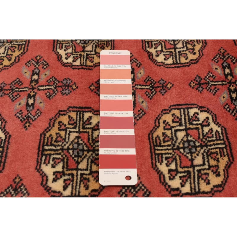 ECARPETGALLERY Hand-knotted Peshawar Bokhara Coral Wool Rug - 2'6 x 10'3