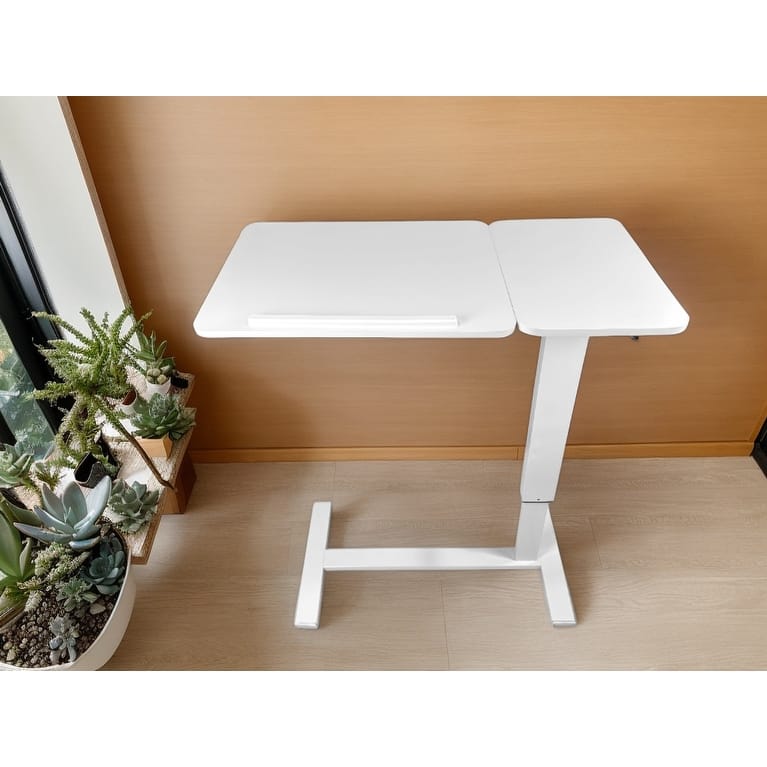 Overbed Bedside Desk Mobile Rolling Laptop Stand Tilting Overbed Table with Wheels Height Adjustable Tray Table