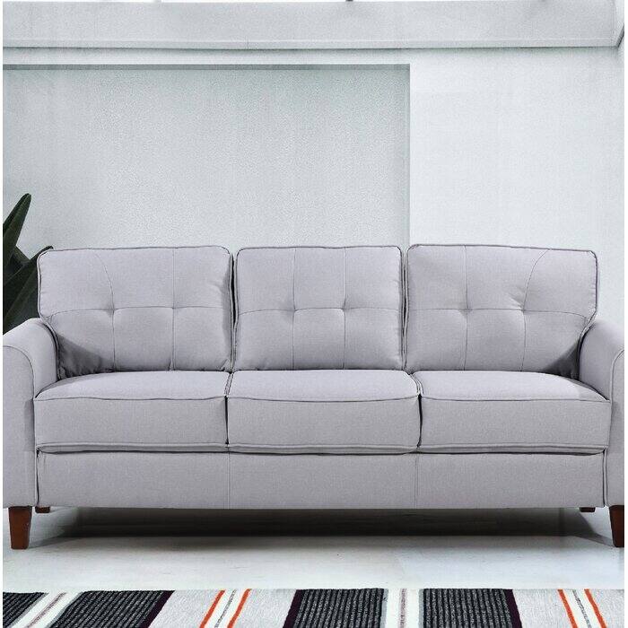 Kouchouk 78.7'' Linen Flared Arm Sofa - Light Grey