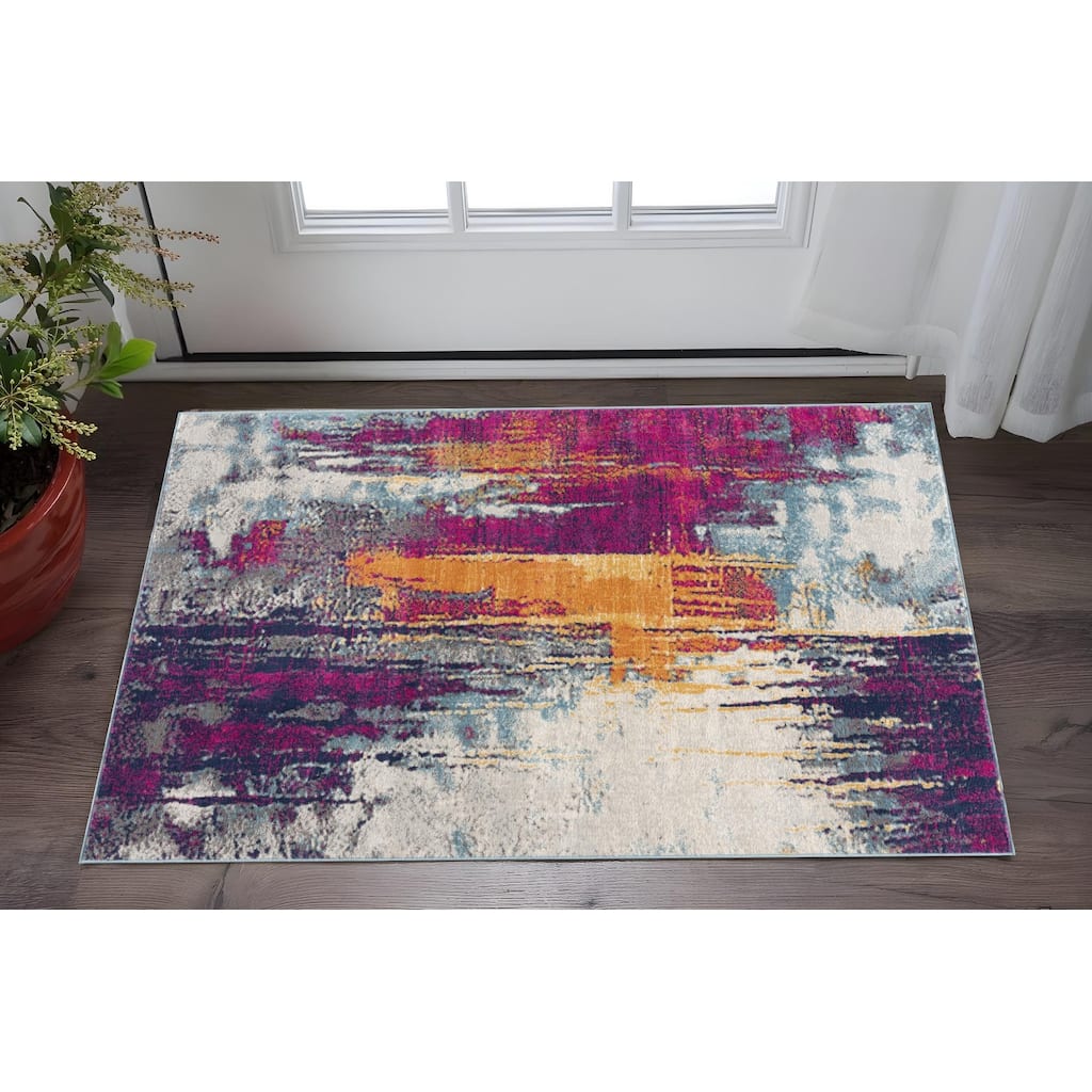 HomeRoots Abstract Mid-Century Rectangle Area Rug - 36 in. x 27 in. x 0.4 in.