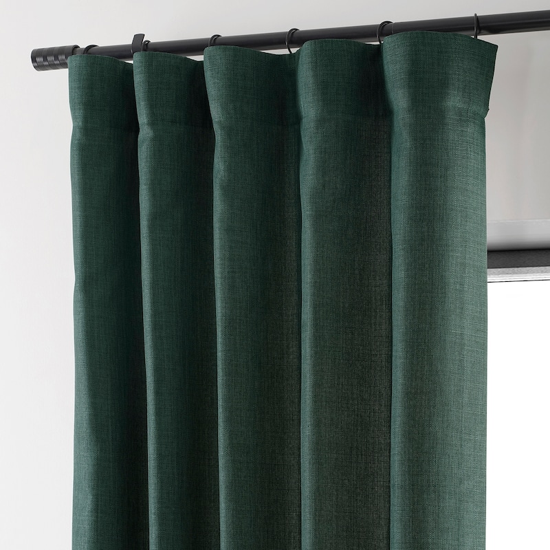 Exclusive Fabrics Italian Faux Linen Room Darkening Curtains (1 Panel) - Sophisticated Drapery for Versatile Décor