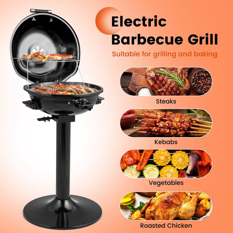SUGIFT 1600W Electric BBQ Grill with Removable Non-Stick Warming Rack