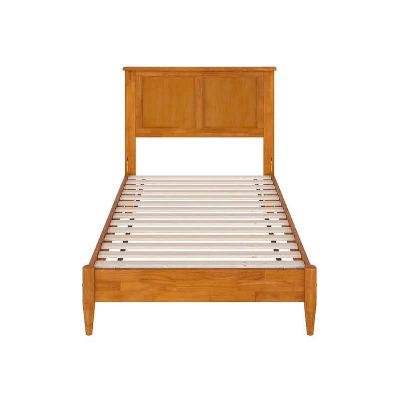 Retro Platform Bed - Solid Wood Low Profile Twin Bed with USB Charging - Stylish Bedroom Furniture